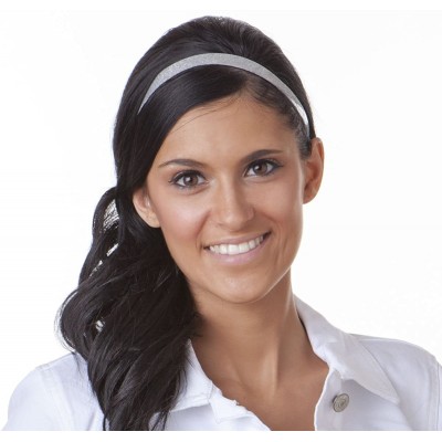 Headbands Adjustable NO SLIP Smooth Glitter Hairband Headbands for Women & Girls Multi Packs - Skinny Black & Silver 2pk - CG...