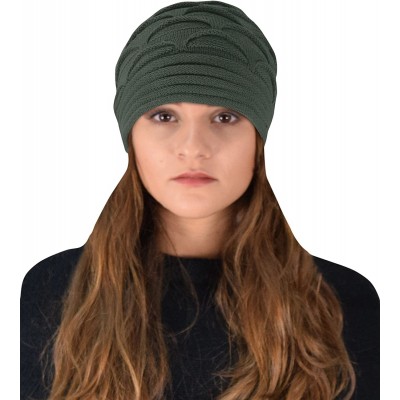 Skullies & Beanies Winter Warm Soft Knitted Baggy Beanie Slouchy Hat Skull Cap - Olive - C312NDZ9T5F $25.91