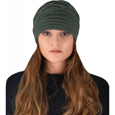 Skullies & Beanies Winter Warm Soft Knitted Baggy Beanie Slouchy Hat Skull Cap - Olive - C312NDZ9T5F $9.84