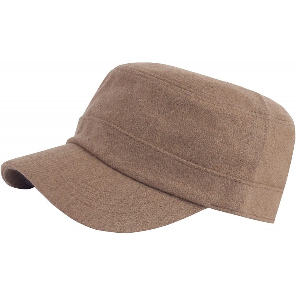 Baseball Caps A191 Irish Army Cap Plain Design Winter Wool Simple Golf Club Cadet Military Hat - Brown - C2189M36OA6 $17.61