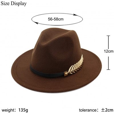 Fedoras Women's Wide Brim Fedora Panama Hat with Metal Belt Buckle - Coffee-1 - CW18N77ETCO $16.59