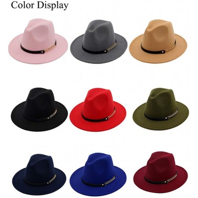 Fedoras Women's Wide Brim Fedora Panama Hat with Metal Belt Buckle - Coffee-1 - CW18N77ETCO $16.59