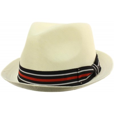 Fedoras Men's Sharp Summer Lightweight Linen Derby Fedora Upturn Brim Hat - White - CQ12ER1VSU5 $12.71