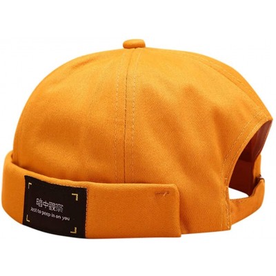 Baseball Caps Unisex Skull Cap Sailor Cap Rolled Cuff Retro Brimless Beanie Hat - Yellow - CU18U6CIE49 $8.01