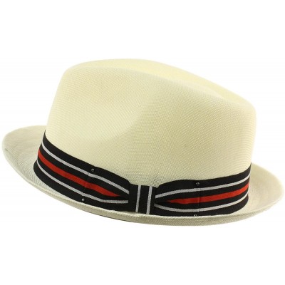 Fedoras Men's Sharp Summer Lightweight Linen Derby Fedora Upturn Brim Hat - White - CQ12ER1VSU5 $12.71