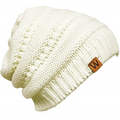 Skullies & Beanies Winter Warm Knitted Infinity Scarf and Beanie Hat - Cream - CQ12OCWV0IC $12.60