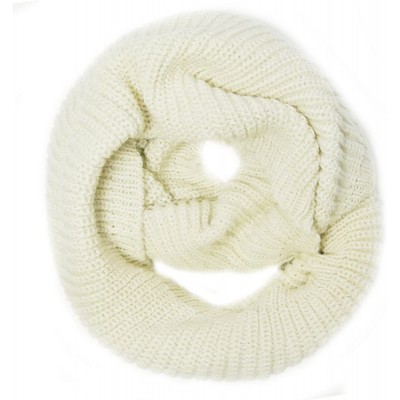 Skullies & Beanies Winter Warm Knitted Infinity Scarf and Beanie Hat - Cream - CQ12OCWV0IC $12.60