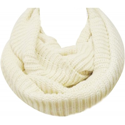 Skullies & Beanies Winter Warm Knitted Infinity Scarf and Beanie Hat - Cream - CQ12OCWV0IC $12.60