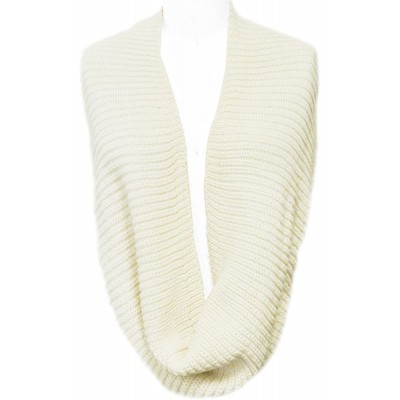 Skullies & Beanies Winter Warm Knitted Infinity Scarf and Beanie Hat - Cream - CQ12OCWV0IC $12.60