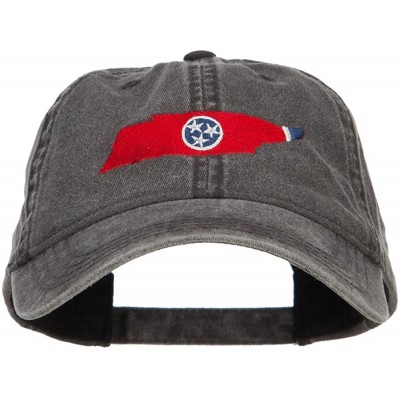 Baseball Caps Tennessee State Flag Map Embroidered Washed Cap - Black - CR18437NTZO $19.29