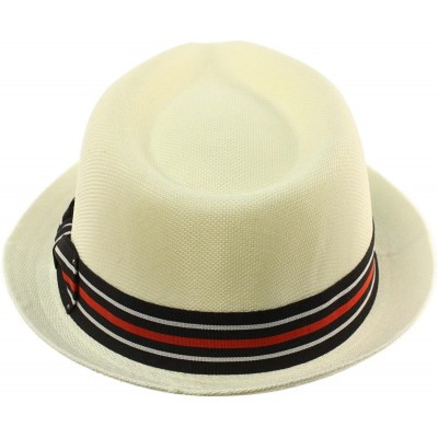 Fedoras Men's Sharp Summer Lightweight Linen Derby Fedora Upturn Brim Hat - White - CQ12ER1VSU5 $12.71