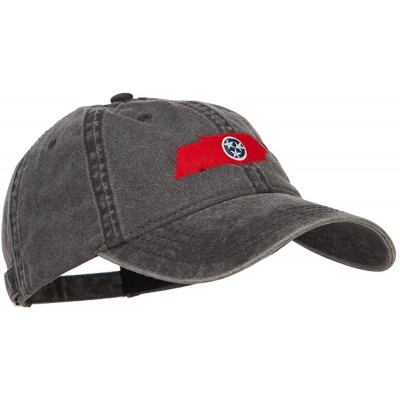 Baseball Caps Tennessee State Flag Map Embroidered Washed Cap - Black - CR18437NTZO $19.29