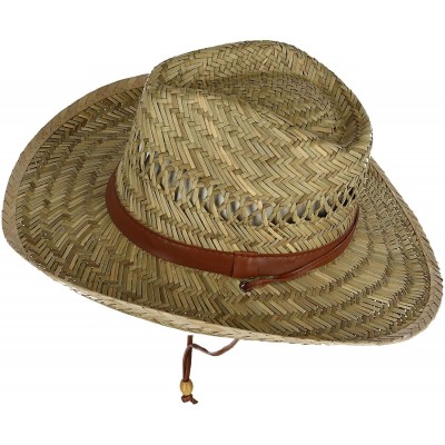 Sun Hats Men's Rush Straw Lightweight Safari Hat with Chin Cord - Natural - CT18AXEOQS3 $16.07