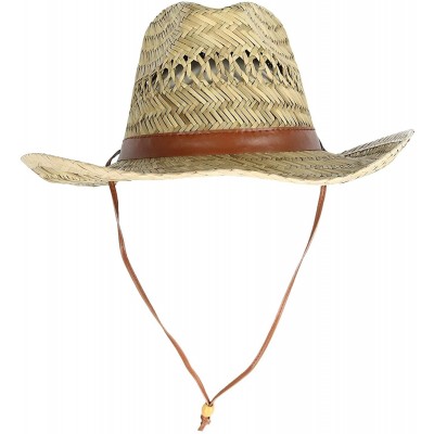 Sun Hats Men's Rush Straw Lightweight Safari Hat with Chin Cord - Natural - CT18AXEOQS3 $16.07