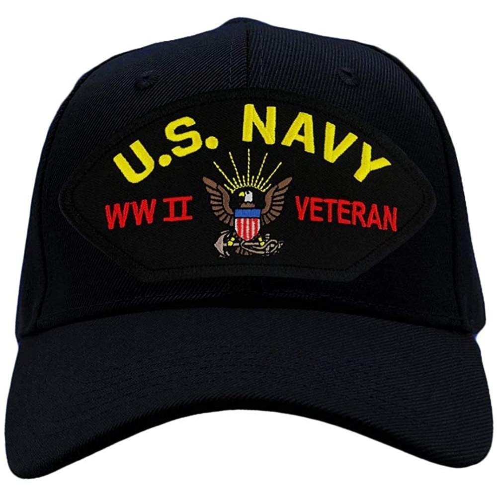 Baseball Caps US Navy- World War II Veteran Hat/Ballcap Adjustable One Size Fits Most - Black - C518HWSUZDW $26.32