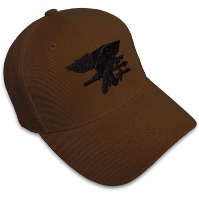 Baseball Caps Custom Baseball Cap Navy Seal Black Logo Embroidery Dad Hats for Men & Women - Brown - CW18SI5I8OU $14.26