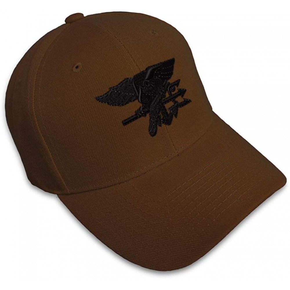 Baseball Caps Custom Baseball Cap Navy Seal Black Logo Embroidery Dad Hats for Men & Women - Brown - CW18SI5I8OU $14.26