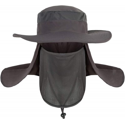 Sun Hats Unisex UPF 50+ Protection Safari Sun Hat Wide Brim Bucket Cap Packable Hiking Fishing Boonie Hat - Gray - CH18RN4Z5T...