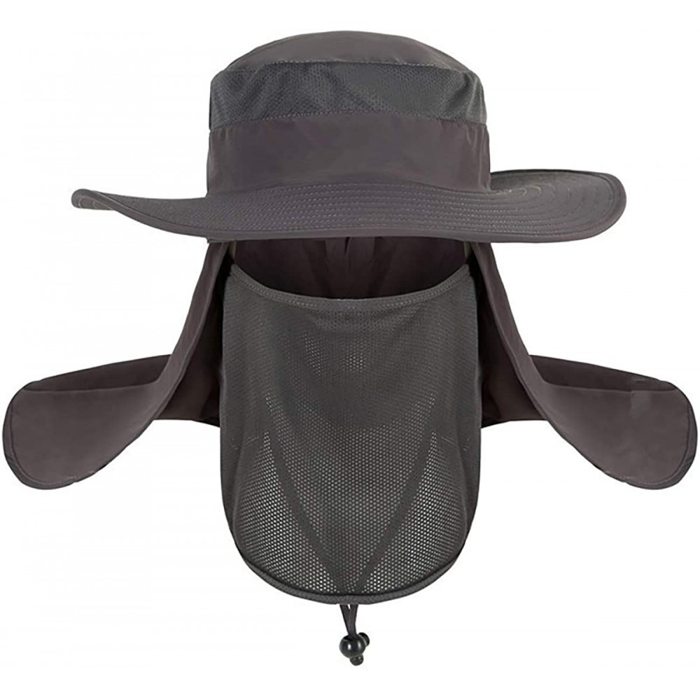 Sun Hats Unisex UPF 50+ Protection Safari Sun Hat Wide Brim Bucket Cap Packable Hiking Fishing Boonie Hat - Gray - CH18RN4Z5T...
