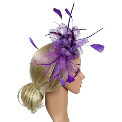 Headbands Fascinator Headpiece Headdress Headband - Purple - CW18SHI2DWA $6.98