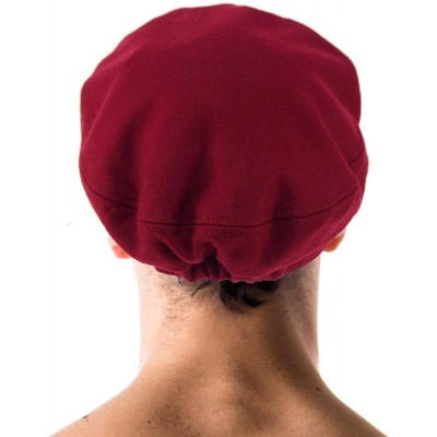 Newsboy Caps Men's Wool Faux Leather Greek Fisherman Sailor Fiddler Driver Hat Flat Cap - Burgundy/Black - CN18LKERQTQ $14.83