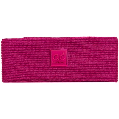 Cold Weather Headbands Unisex Winter Thick Ribbed Knit Stretchy Plain Ear Warmer Headband - Hot Pink - CE18Y55DRDQ $14.42