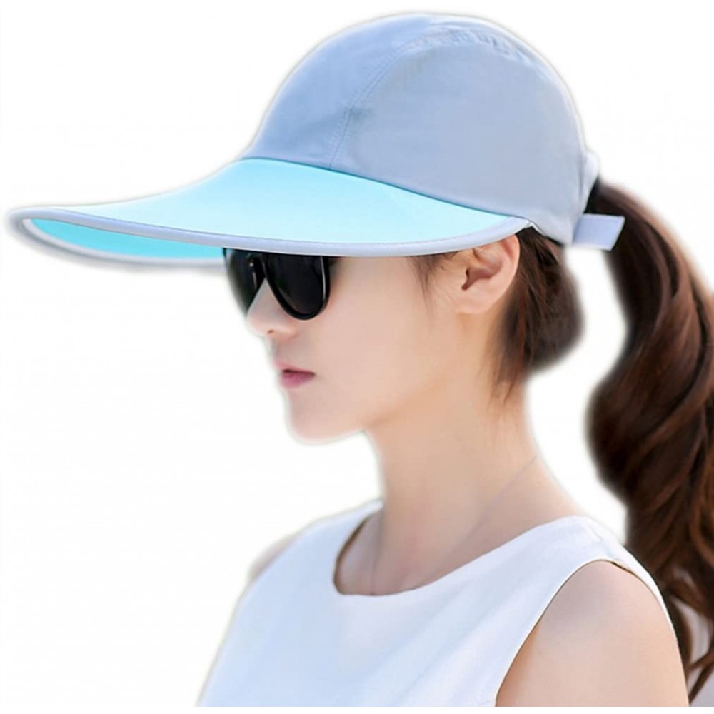 Sun Hats Outdoor Recreation Sports Anti UV Sun Hat Wide Brim Baseball Cap Large Sun Visor - Lake Blue - CF184Z9ZIN5 $12.44