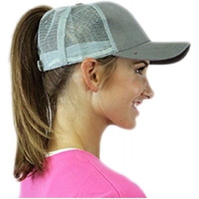 Baseball Caps JP Adjustable High Ponytail Bun Mesh Vented Trucker Baseball Hat Cap - Gray Grey - C3180AD6Y5L $13.75