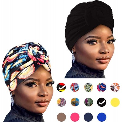 Skullies & Beanies Women Pre-Tied Bonnet Turban for Women Printed Turban African Pattern Knot Headwrap Beanie - C2192T2DLUY $...