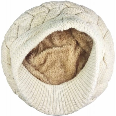 Skullies & Beanies Women Winter Warm Knit Hat Wool Snow Ski Caps with Visor - Beige - C011OUQ17Q3 $8.37