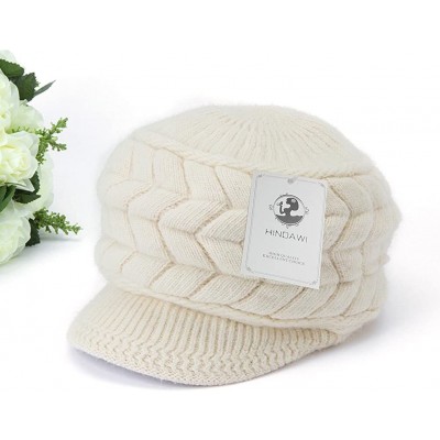 Skullies & Beanies Women Winter Warm Knit Hat Wool Snow Ski Caps with Visor - Beige - C011OUQ17Q3 $8.37