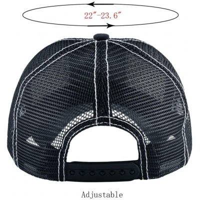 Baseball Caps Unisex Animal Mesh Trucker Hat Snapback Square Patch Baseball Caps - Black White Tiger - CZ18RL8MNEO $10.93