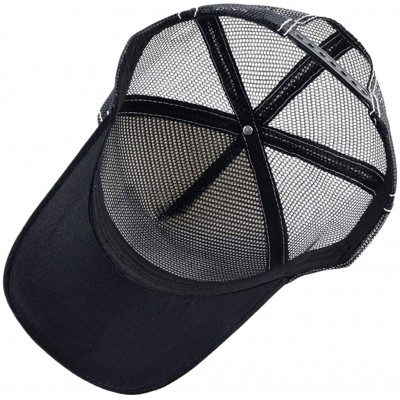 Baseball Caps Unisex Animal Mesh Trucker Hat Snapback Square Patch Baseball Caps - Black White Tiger - CZ18RL8MNEO $10.93