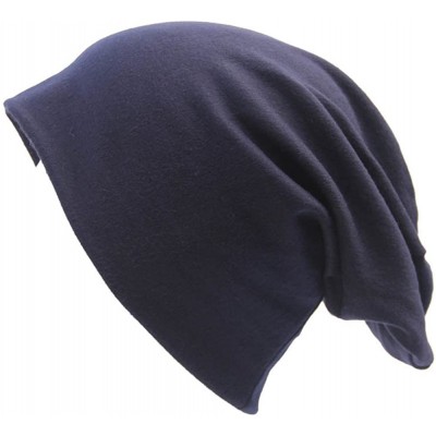 Skullies & Beanies Unisex Indoors Cotton Beanie- Soft Sleep Cap for Hairloss- Cancer- Chemo - Cowboy+navy - CD189ZOC44O $20.11