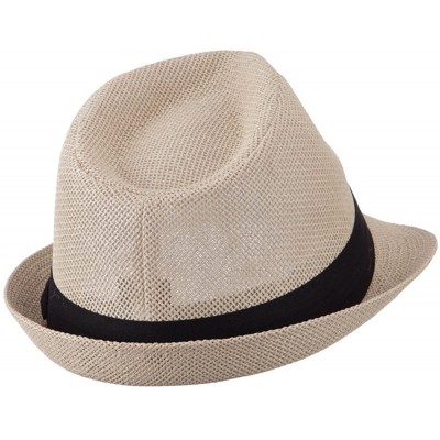 Fedoras Pleated Hat Band Straw Fedora Hat - Tan W18S37F - CK11E8U1PF9 $13.60