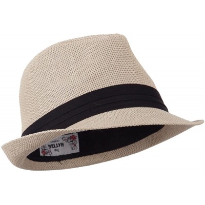 Fedoras Pleated Hat Band Straw Fedora Hat - Tan W18S37F - CK11E8U1PF9 $13.60