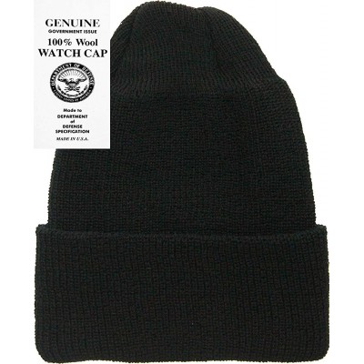 Skullies & Beanies Genuine Wool Ski Watch Cap- Made in USA- 3 Pack - 100% Wool - Black - CQ188U9ZLCZ $23.25
