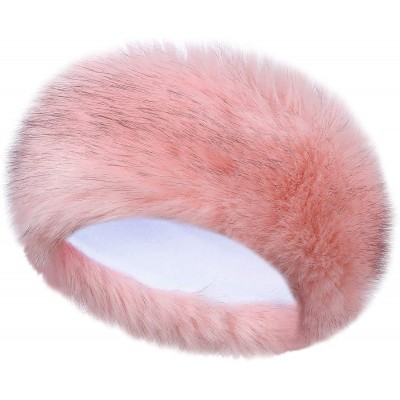 Cold Weather Headbands Faux Fur Headband Women's Winter Earwarmer Earmuff Hat Ski - Pink Black - C418HYLD2SX $24.35
