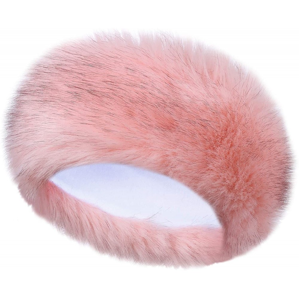 Cold Weather Headbands Faux Fur Headband Women's Winter Earwarmer Earmuff Hat Ski - Pink Black - C418HYLD2SX $14.86