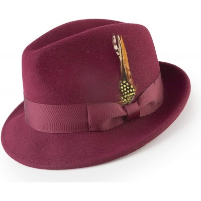 Fedoras Men's Pinch Crushable Litefelt Snap Brim Hat H-37 - Wine - CF18MI6HKIQ $100.59