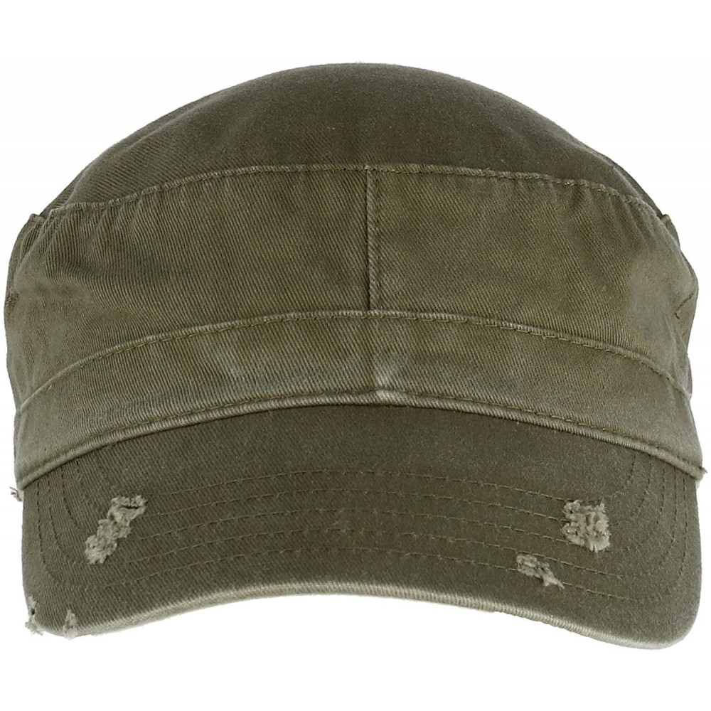 Baseball Caps Women's Distressed Military Cadet Cap - Olive - C418K32KWSX $13.14