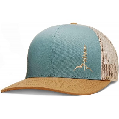 Baseball Caps Trucker Hat- Tamarack Mountain - Smokeblue-ambergold-beige / Beige - C01984EK2LI $27.89