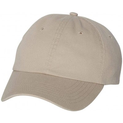 Baseball Caps VC350 - Unstructured Washed Chino Twill Cap with Velcro - Khaki - C811J95HMOL $8.86