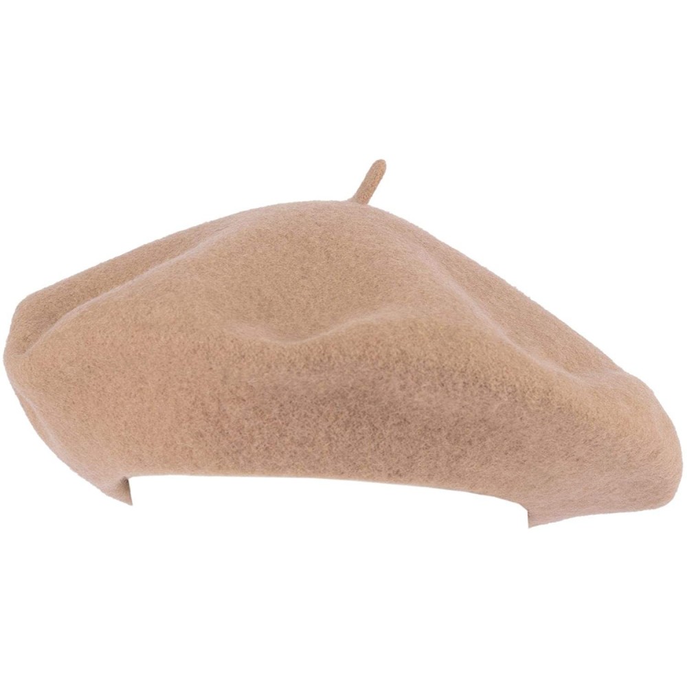 Berets Wool French Beret for Men and Women in Plain Colours - Beige - CX18QWXTT7S $15.46