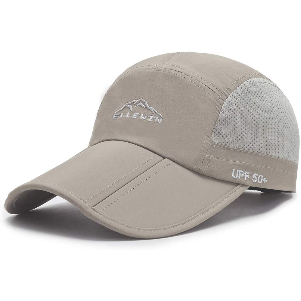 Baseball Caps Unisex Baseball Cap UPF 50 Unstructured Hat with Foldable Long Large Bill - A-khaki-m/L - C417YEEZ8UQ $10.38