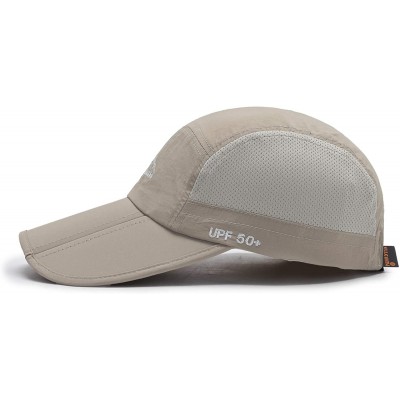 Baseball Caps Unisex Baseball Cap UPF 50 Unstructured Hat with Foldable Long Large Bill - A-khaki-m/L - C417YEEZ8UQ $10.38