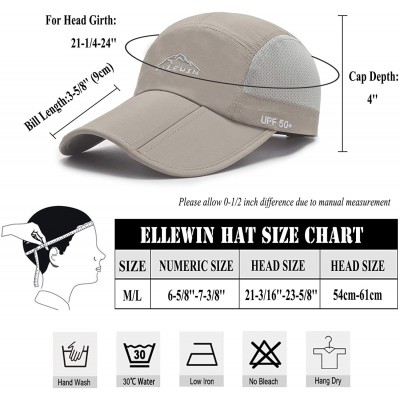 Baseball Caps Unisex Baseball Cap UPF 50 Unstructured Hat with Foldable Long Large Bill - A-khaki-m/L - C417YEEZ8UQ $10.38