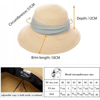 Sun Hats Womens Straw Beach Sun Hat Wide Brim UPF 50+ Panama Fedora Packable & Adjustable - Beige69055 - CY18N8XDAGI $18.56