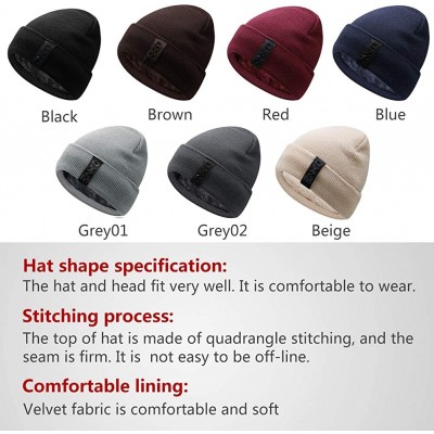 Skullies & Beanies Knit Beanie Warm Thick Lined Hat Mens Winter Skull Cap Unisex Beanie Cap - Black - CY18IE8NTLL $16.24