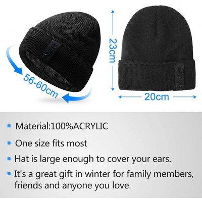 Skullies & Beanies Knit Beanie Warm Thick Lined Hat Mens Winter Skull Cap Unisex Beanie Cap - Black - CY18IE8NTLL $16.24